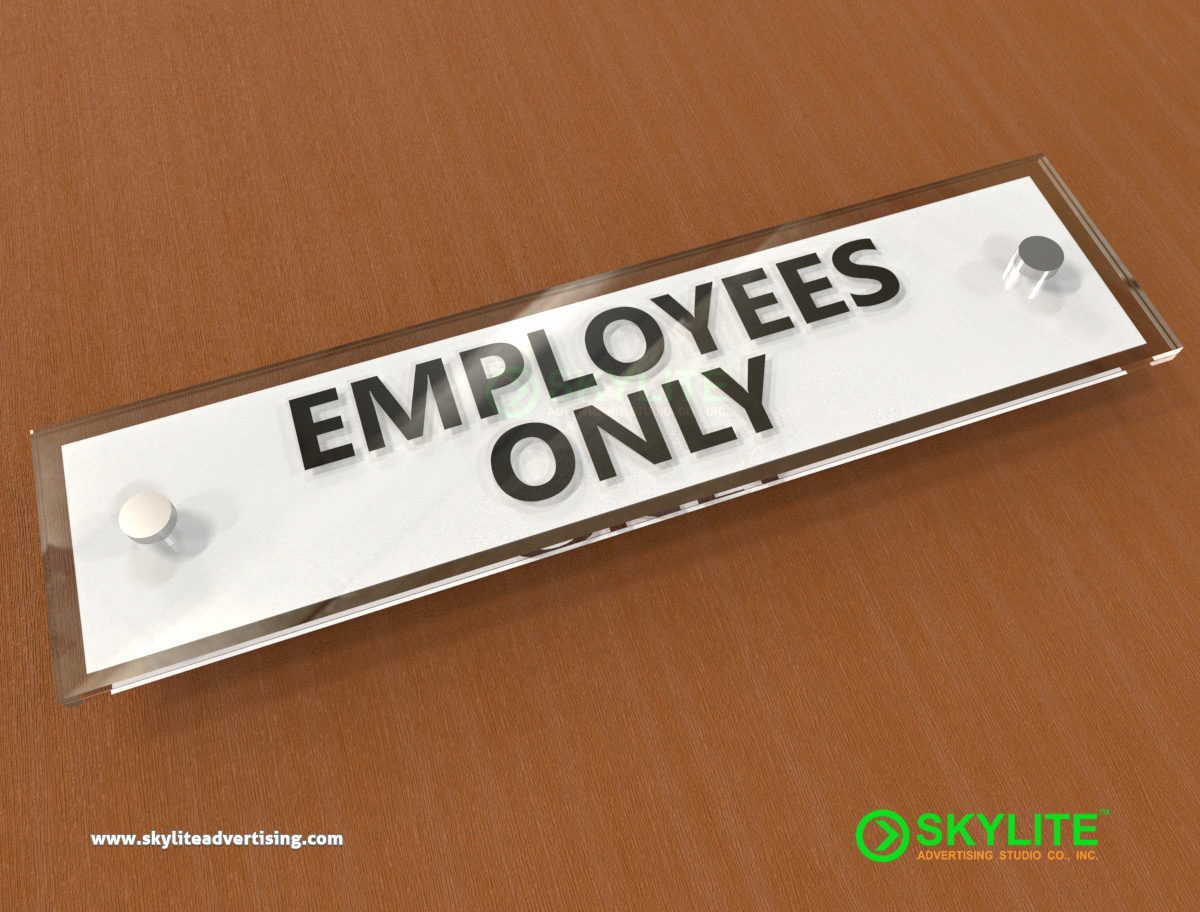 Door Sign Maker Philippines - Acrylic Employee Only Sign With Standoffs signage image