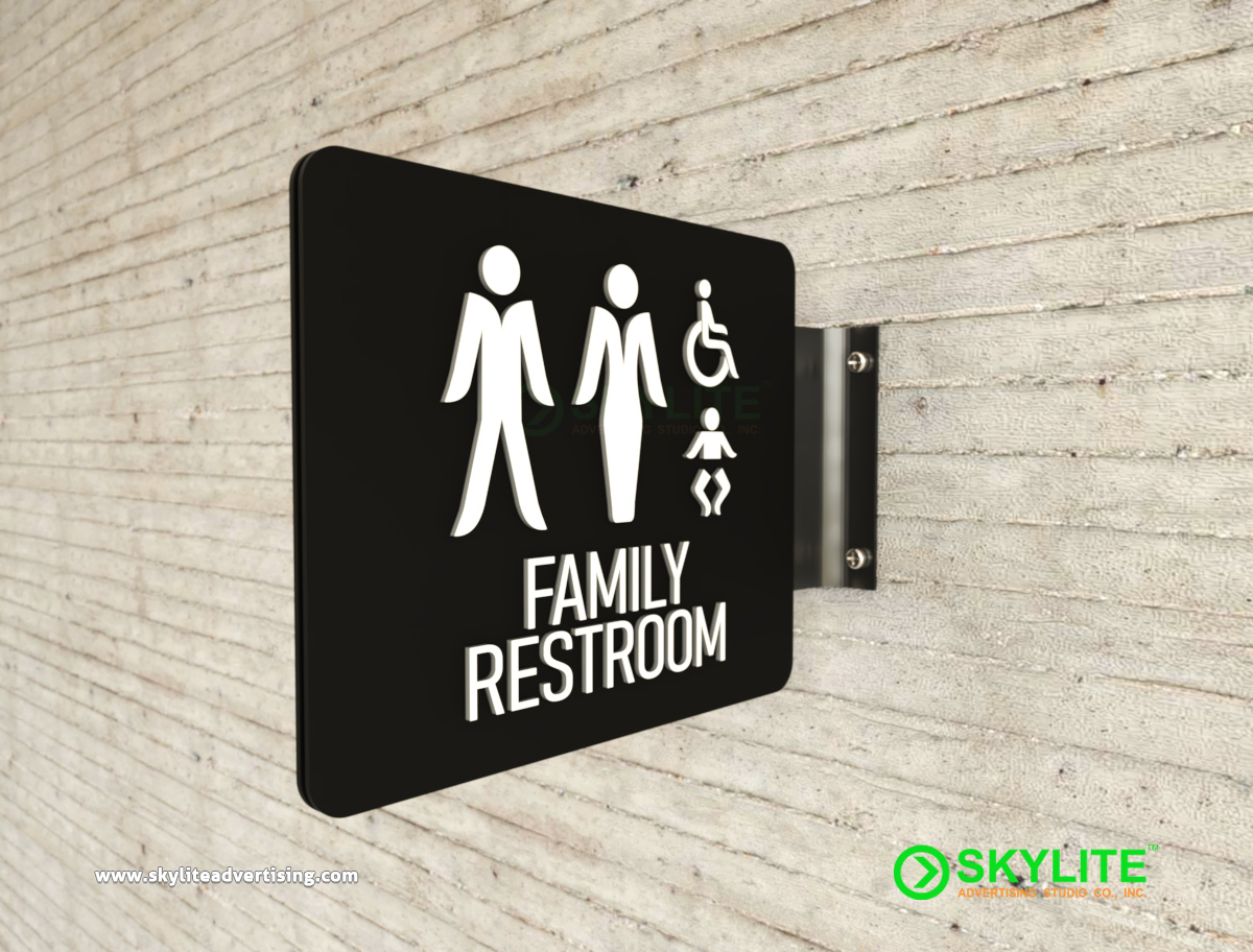 Door Sign Maker Philippines - Acrylic Family Restroom Sign With Gi Metal Holder signage image